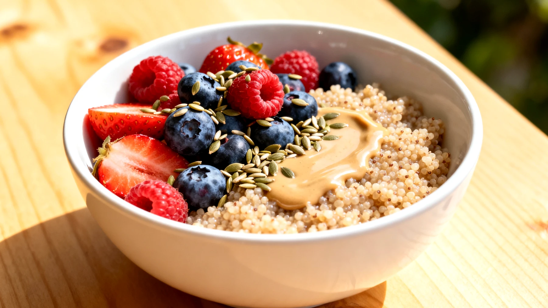 Amaranth-Beeren-Bowl mit Hanfsamen und Tahini"