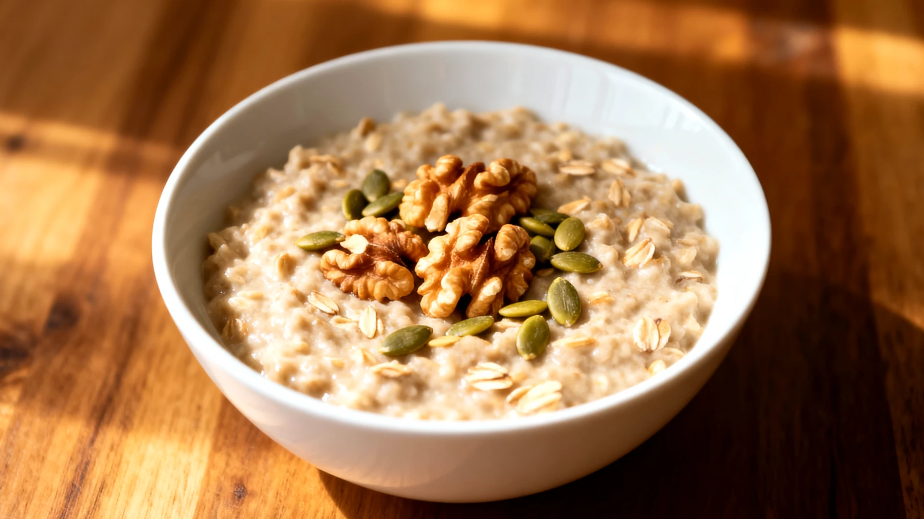 Ashwagandha-Hafer-Porridge mit Walnüssen und Kürbiskernen"