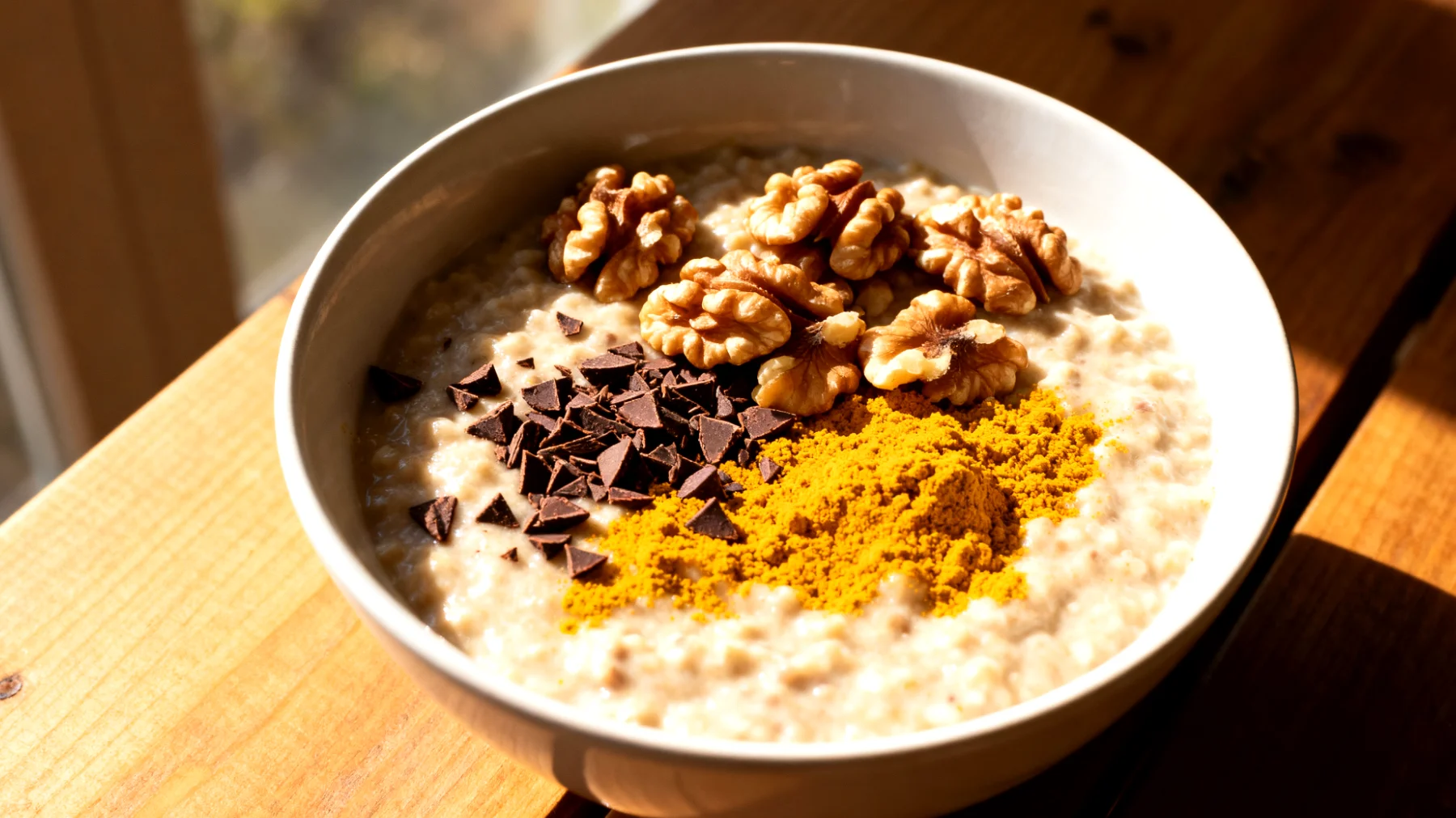Ashwagandha-Walnuss-Porridge mit Kurkuma und Kakao-Nibs"