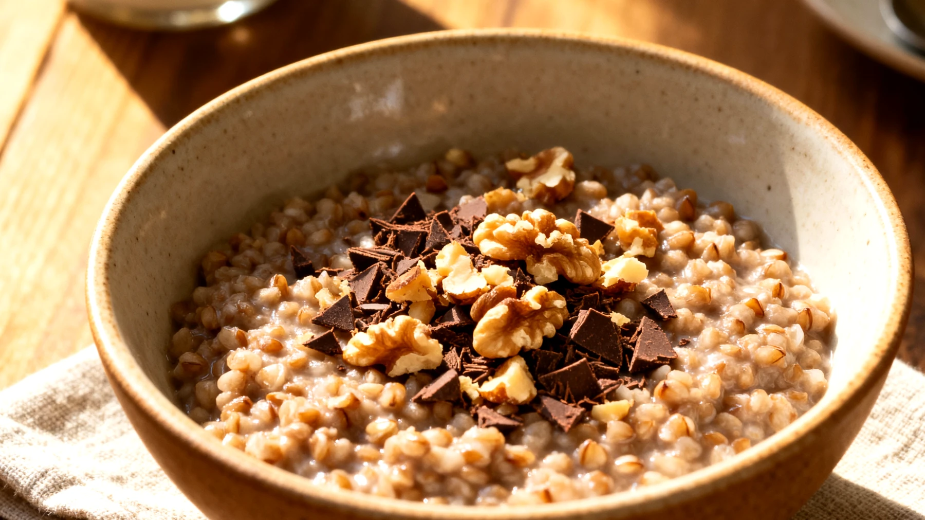 Buchweizen-Porridge mit Walnüssen und Kakao-Nibs"