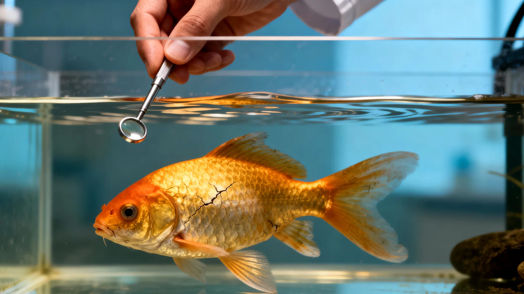 Ältere Fische benötigen spezielle tierärztliche Betreuung und Überwachung, da sie anfälliger für altersbedingte Krankheiten wie Organversagen, Tumore, Schwimmblasenstörungen und geschwächtes Immunsystem sind"