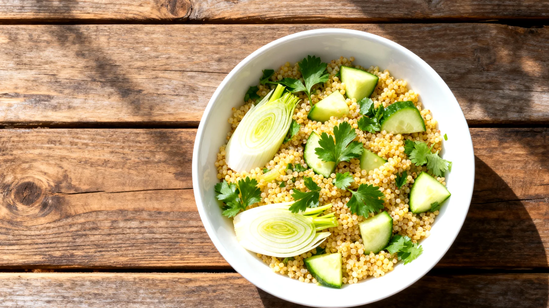 Hirsesalat mit Fenchel, Gurke und Petersilie"