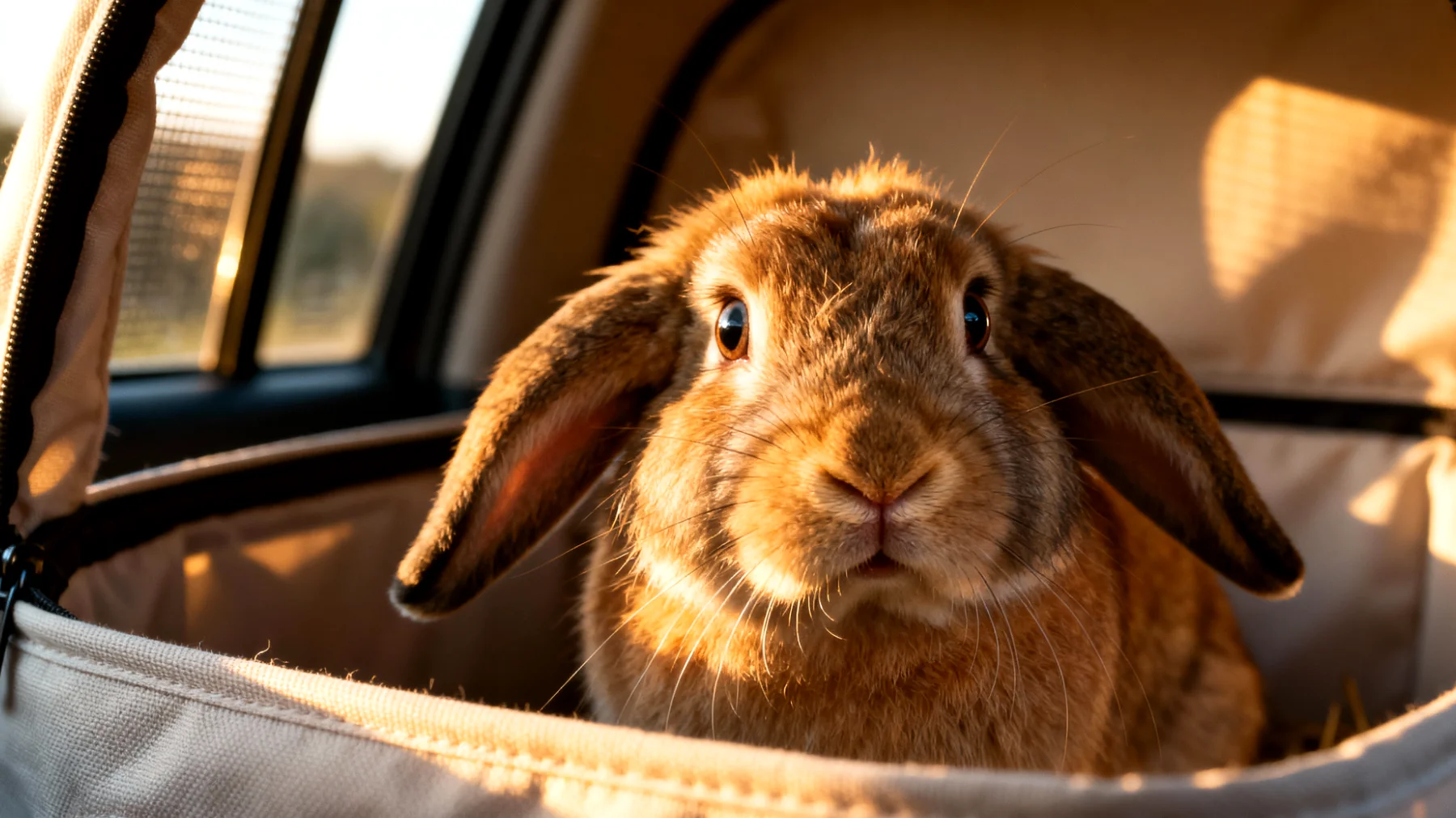 Kaninchen leiden während Reisen häufig unter starkem Stress durch ungewohnte Umgebungen, Transportbewegungen und veränderte Tagesabläufe, was ihre Gesundheit gefährden kann"