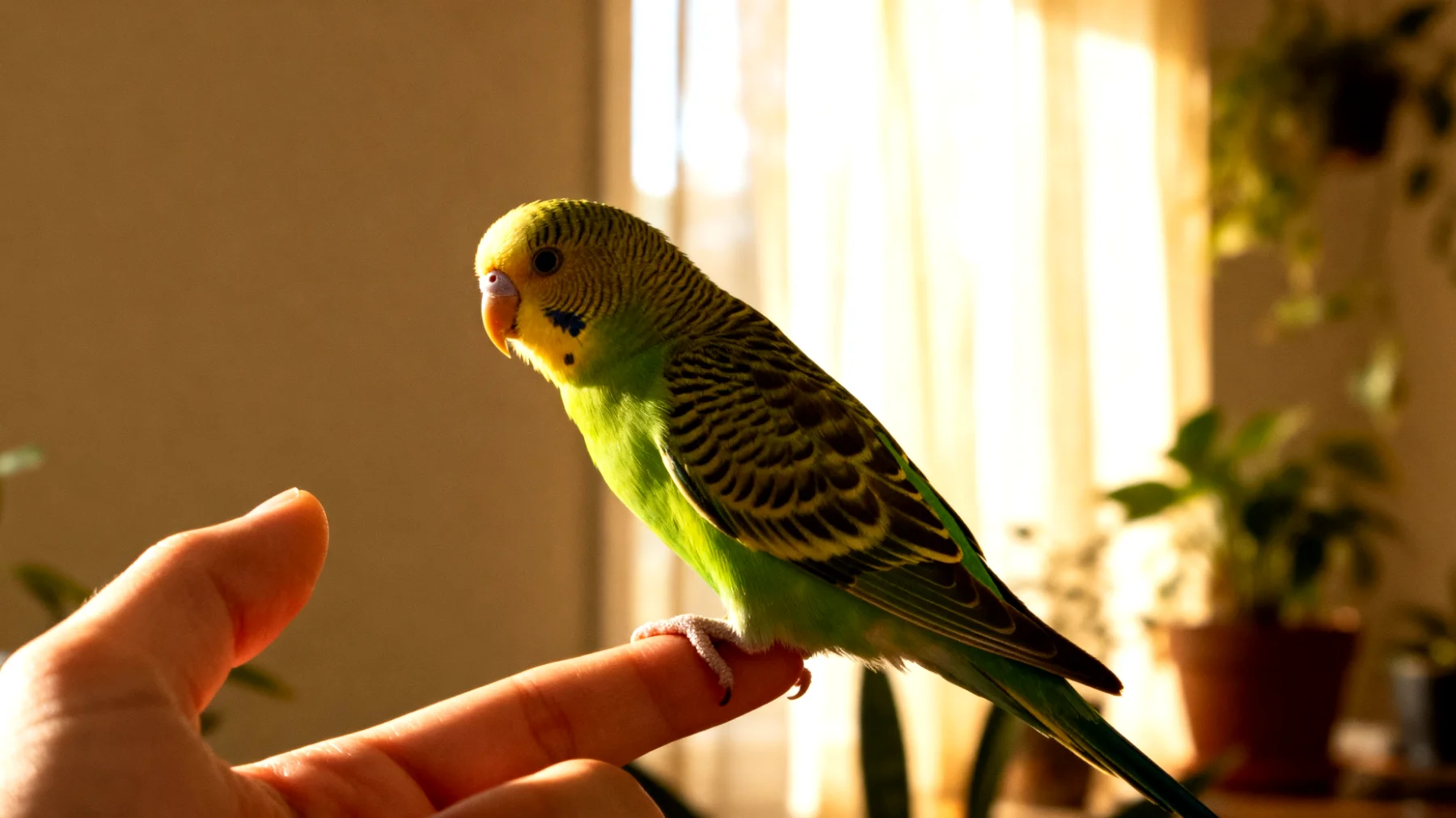 Junge Wellensittiche müssen grundlegende Verhaltensweisen und Kommandos erlernen, wie das Heranfliegen auf Kommando, das ruhige Sitzen auf dem Finger, und die Gewöhnung an menschliche Interaktion, was eine geduldige und altersgerechte Trainingsmethode erfordert."
